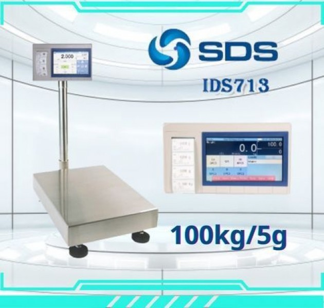 ตาชั่งดิจิตอล เครื่องชั่งน้ำหนักตั้งพื้น 100กิโลกรัม ความละเอียด 5กรัม  แบบมีเครื่องพิมพ์สติกเกอร์ในตัว ยี่ห้อ SDS รุ่น IDS713มี Built-In Printer ในตัว สามารถปริ้นสติ๊กเกอร์ได้