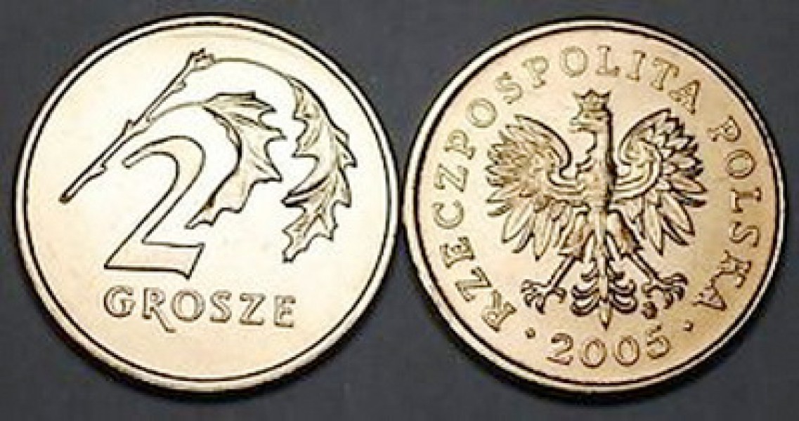 เหรียญประเทศโปแลนด์ Poland 2 Grosze ปี 2005 Warsaw