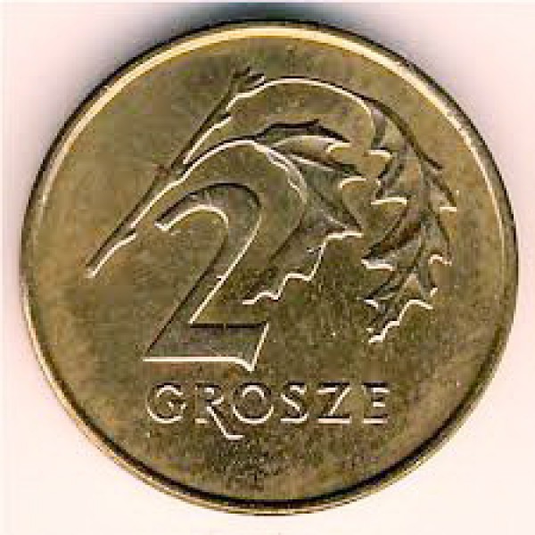 เหรียญประเทศโปแลนด์ Poland 2 Grosze ปี 2009 Warsaw