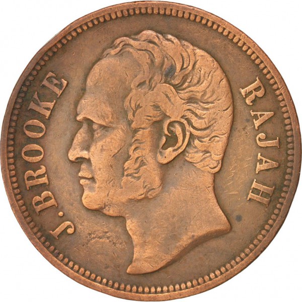 เหรียญ 1 Cent James Brooke Rajah ปี 1863 ประเทศ Sarawak