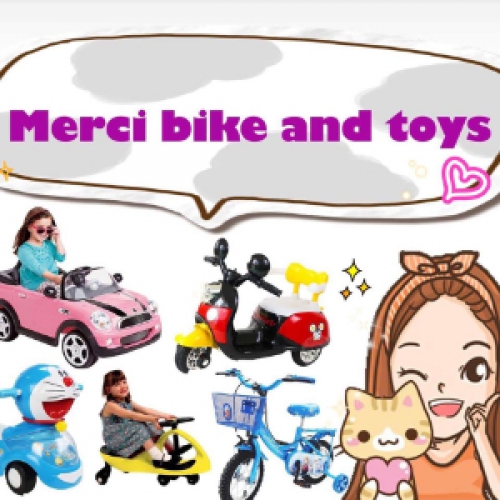 Merci bike and toys