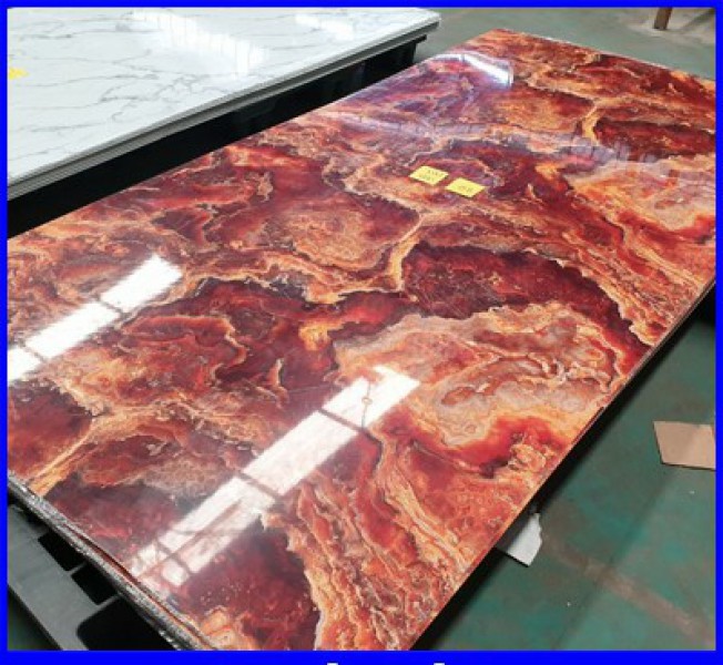 UV Marble Board แผ่นลายหินอ่อน ไม้เทียม แผ่นหินเทียม หินวีเนียร์ ตกแต่งบ้าน ตกแต่งผนัง รุ่น KL8047 Size: W1220mm * L2440mm* 2.5mm Material: Pvc Resin & Calcium Powder