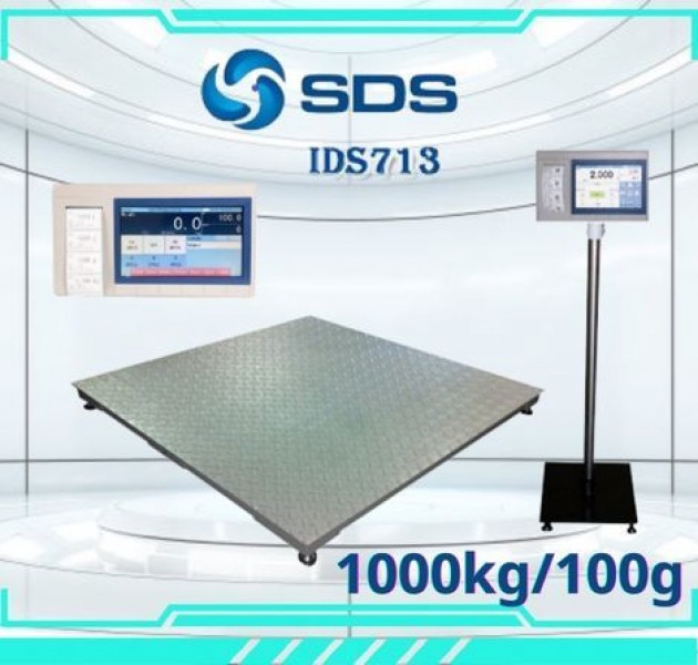 ตาชั่งดิจิตอล เครื่องชั่งน้ำหนักตั้งพื้น 1000กิโลกรัม ความละเอียด 100กรัม  แบบมีเครื่องพิมพ์สติกเกอร์ในตัว ยี่ห้อ SDS รุ่น IDS713 มี Built-In Printer ขนาดแท่น 100x100cm. ในตัว สามารถปริ้นสติ๊กเกอร์ได้