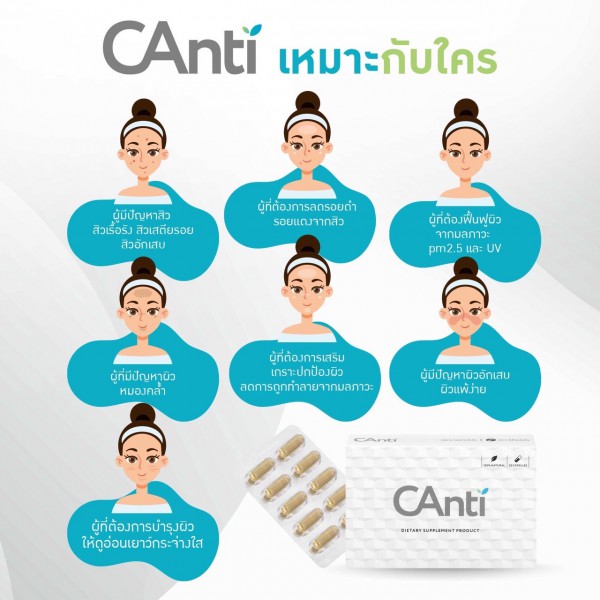 CAnti ช่วยซ่อม #วิตามินซ่อมผิว ตัวเดียวอยู่ เพราะมีสารสกัดที่ช่วยดูแลฝ้าเลือด ฝ้าฮอร์โมน ที่ต้นเหตุ