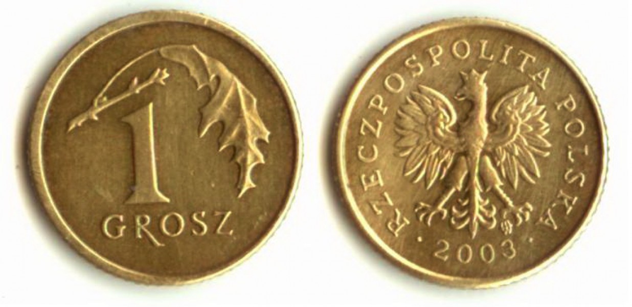 เหรียญประเทศโปแลนด์ Poland 1 grosz ปี 2003